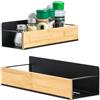 TIANLIN 2 Pezzi Porta Magnetico per Spezie in Legno e Acciaio - Mensola Magnetica per Frigorifero, Microonde, Lavatrice - Organizzazione Cucina Salvaspazio, Nero