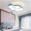Lanekd LED Dimmerabile Plafoniera Bambina Sorridente Nuvole Design Bambino Camera da letto Lampadario Paralume in Metallo Acrilico con Telecomando per Tavolo da pranzo Salotto Cameretta (Blu, L63cm)