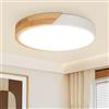 Kimjo Legno Plafoniera LED Soffitto, Lampada da Soffitto Luce Bianco Neutro | 24W Plafoniere da Soffitto LED Moderne 4500K, Ø30cm Rotonda Nero Plafoniera a LED da Soffitto per Cucina Cameretta Soggiorno