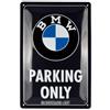 Nostalgic-Art Targa retrò, 20 x 30 cm, BMW - Parking Only Classic Blue - Idee regalo per amanti BMW, Official License Product (OLP), in metallo, design vintage