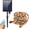 GOMETY Catena luminosa solare a LED per esterni, luce bianca calda, 7 metri, 200 LED, impermeabile, sottile, per giardino, terrazza, balcone, decorazione, ricarica USB + telecomando