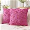 Artscope 2 Pezzi Primavera Estate Federe in Lana Corta Velluto Copricuscini Morbido Decorativo Fodere per Cuscino Lusso Stile per Divano Camera da Letto Fiori Rosa Rosso 50x50 cm