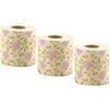 VILLFUL Carta Igienica Decorata in Polpa di Bambù 3 Pezzi Stampati Motivo a Rose per Bagno Elegante e Tovaglioli Usa e Getta Resistenti