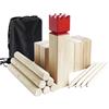 JacJoe All Pro Kubb Outdoor Game, gioco vichingo da giardino, in legno di gomma, giocattolo da lancio con borsa per il trasporto (30 x 6,3 x 6,3 cm, king size)