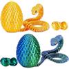 EduPlayte Modello di Vipera Stampato in 3D - 30cm Rettile Realistico con Uovo Decorazione da Scrivania per Collezionisti & Adulti 2 Colori(Oro e verde blu)