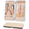 AYBUY Set Manicure Professionale, 12 pezzi Set Tagliaunghie Unghie, Kit Pedicure Manicure con custodia in pelle pregiata per Uomo/Donna, set di bellezza portatile, per viaggi (Oro rosa)