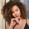 PORSMEER Parrucca afro riccia marrone mix bionda capelli sintetici naturali con frangia per le donne lunghezza della spalla afro ricci bob parrucca volume per le donne nere, 35 cm ombre marrone