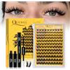 QUEWEL Kit Ciglia Finte Ciuffetti Naturale, Ciglia Finte A Curvatura C 0,05 Mm, Colla E Top Coat In Un Unico Prodotto, Pinzette Incluse, Per Creare Facilmente Look Per Tutti I Giorni O Per Le Feste (A-KIT)