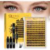 QUEWEL Kit Extension Ciglia Presenta Ciglia Finte Ciuffetti Naturale C Da 0,05 Mm, Include Un Adesivo 2 In 1 E Una Pinzetta, E Adatto Sia Per Il Trucco A Casa Che Per Le Occasioni Speciali (B-KIT)