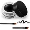 Erinde Gel Eyeliner Nero, Waterproof e a Lunga Tenuta, Crema-Gel con Pigmenti ad Alta Intensità, Makeup Anti-Sbavature, Eyeliner Nero con 2 Pennelli 02#
