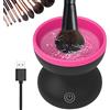 Zhichengbosi Macchina per la pulizia dei pennelli da trucco, con rotazione automatica USB, per la pulizia rapida di tutti i pennelli da trucco (nero + rosa rosso)