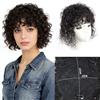 EREE HAIR Topper per capelli umani ricci da donna con frangia, copertura 360° 3D, 15 x 15 cm, base in pizzo rosa, 25 cm, da donna, con clip, per diradare i capelli, capelli grigi, nero naturale