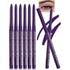 Erinde Set 6 Pezzi Matita Eyeliner in Gel, Kajal Waterproof e a Lunga Durata, Altamente Pigmentato, Tratto Resistente alle Sbavature, Punta Retrattile, Applicazione Morbida e Scorrevole, 08# Viola