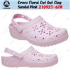 Crocs sandalo con zoccoli taglio floreale rosa 210927-6ZW taglia unisex