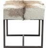 Kare Design Sgabello County Life, Marrone/Bianco 45X45X45Cm, Piccolo, Con Rivestimento In Pelle Di Capra, Struttura In Metallo, Resistente, Soggiorno, Cucina, Bar, Stile Montagna, Casa Di Campagna