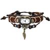 JewelryWe Orologio a Quarzo Bracciale in Pelle da Donna Ciondolo a Forma di Foglie