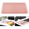 KitchenRaku Tappetino scolapiatti 30x40cm, Resistente al calore,Sottobicchieri in silicone antiscivolo, Presine, Tovaglietta, Ripiano per cucchiai (Rosa)