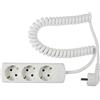 as - Schwabe Ciabatta elettrica a 3 prese, colore bianco, 230 V/16 A, spina multipla con cavo a spirale da 2,5 m, protezione da contatto, prese ruotate a 45°, montaggio a parete, presa multipla per