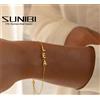 SUNIBI Bracciale con nome personalizzato in acciaio inossidabile per donne Ragazze Catena color oro Lettera Braccialetti con ciondoli personalizzati Gioielli