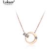 Lokaer Doppio Cerchio Cubic Zirconia Collane a Maglia a Catena Gioielli Girocolli in Acciaio Inossidabile Collana per Le Donne Spedizione Gratuita N18054