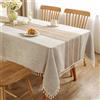BATTILO Tovaglia Battilo in Lino e Cotone, Rotonda o Rettangolare, Copritavolo Quadrato per Sala da Pranzo, Tavolino da Caffè, Cucina e Arredamento