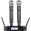 VBNM Microfono wireless portatile a doppio canale UHF Microfono dinamico a frequenza fissa per Karaoke Wedding Party Band Church Show