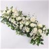 NONE 100cm di lusso rosa bianca fiore artificiale fila matrimonio centrotavola fiori sfondo archi da parete Decor Party Stage Floral