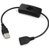 NONE Cavo USB con interruttore di prolunga esteso CC da 30 cm con pulsante di commutazione Cavo di alimentazione Adattatore per caricabatterie per lampada a lunga durata