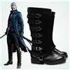 Round Rinn Vergil scarpe Cosplay scarpe in pelle nera PU stivali di carnevale di Halloween Cosplay Prop Devil May Cry Vergil stivali Cosplay