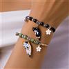 rinhoo Bracciale fiore gatto animale smalto cartone animato per ragazza bambini donne fascino ciondolo animale domestico cinturino braccialetti di corda gioielli amicizia fatti a mano