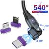 lovebay Cavo di ricarica magnetico da 240 W PD Ricarica rapida LED 540 ° Cavo di rotazione USB C Cavo di ricarica per telefono per iPhone Samsung Type-C Micro