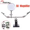 YIAEEY Aiutare lo supporto per saldatura per utensili di terza mano con lente d'ingrandimento per saldatura 5X 2 clip a coccodrillo Strumenti di riparazione Adju rotanti a 360 gradi