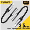 ESSAGER Cavo AUX Essager da tipo C a jack da 3,5 mm per iPhone 15 Samsung MacBook Lightning a adattatore audio per cuffie da 3,5 mm per iPhone14 13