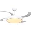 NONE Ventilatore da soffitto con luce LED bianca da 36W in 3 temperature di luce con telecomando - Motore DC efficiente e silenzioso, 3 paralumi, pale retrattili e pieghevoli, 6 velocità, telecomando,