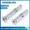 NINDEJIN 1-5 pz Bullone di ancoraggio di espansione a testa piatta con esagono incassato M6 M8 M10 M12 Bullone di ancoraggio con manicotto a esagono incassato in acciaio inossidabile resistente