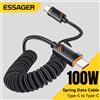 ESSAGER Cavo Essager Car Spring Type C per iPhone 17 16 15 Pro Xiaomi Samsung 100W PD ricarica rapida per MacBook iPad cavo da tipo C a C