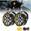 HAOLIDE Fari Moto HL da 4,5 Pollici con Luci Abbaglianti e Anabbaglianti, DRL Ambra, per ADV Enduro Street GR, Luci Ausiliarie Esterne per Uso Fuoristrada, per BMW GS 12-36V