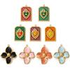 DoreenBeads 2 pezzi di ciondoli in acciaio inossidabile 304 18 carati placcato oro reale smalto multicolore fiore ex Voto pendenti a forma di cuore per la creazione di collane fai da te