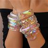 NONE Bracciale con apertura in acrilico colorato trasparente della Boemia per le donne Bracciale con polsino largo grande irregolare Nuova tendenza Gioielli per coppie F