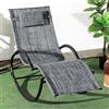 Outsunny Sdraio a Dondolo Zero-Gravity da Giardino, Lettino Prendisole Impermeabile con Poggiatesta, 155 x 61 x 88 cm, Grigio