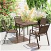 Outsunny Set 4 Sedie da Giardino Impilabili con Schienale Alto e Braccioli, Sedie da Esterno in Plastica PP e Acciaio, da Patio, Balcone, Terrazza, Esterno e Interno, 56x66x91 cm, Marrone Scuro