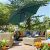 Outsunny Ombrellone da Giardino Ø2.6x2.35 m Inclinabile con Manovella, Ombrellone da Esterno a 6 Stecche in Alluminio, Metallo e Poliestere 180g/㎡