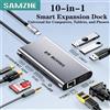 SAMZHE Hub USB 10-in-1 da Type-C a HDMI 4K60Hz, USB C e A 5Gbps, RJ45 1000Mbps, PD100W, SD e TF per Accessori Laptop MacBook Pro Dell HP