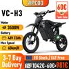 VIPCOO Moto Elettrica da Fuoristrada 3500W 48V 23AH per Adulti con Pneumatici Larghi e Sospensioni ad Azoto, Motocross per Adolescenti e Adulti VIPCOO H3