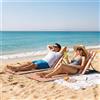 Outsunny Set 2 Lettini da Spiaggia con Schienale Regolabile su 4 Livelli, Lettini da Spiaggia Pieghevoli con Poggiatesta, Tasca Laterale, Lettino Prendisole per Mare Piscina, Arancione e Bianco