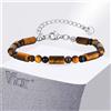 Vnox Bracciale in Acciaio Inossidabile con Occhio di Tigre e Onice Nero, Catena Regolabile per Uomo e Donna, Gioiello alla Moda, Nuovo Regalo