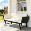 Outsunny Divano 2 Posti con Braccioli Estensibili da Giardino Rattan 129x63x67cm