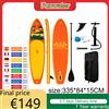 Feath-R-Lite Tavola da surf gonfiabile Feath-R-Lite 350 * 84 * 15 cm, capacità di carico massima 195 kg, tavola da surf portatile con tre pinne posteriori, paddle board gonfiabile e accessori completi, adatta per