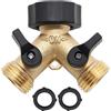 pengliu Connettore Rapido in Ottone per Tubi da Giardino, Valvola a Y a 2 Vie, Adattatore Maschio Filettato da 3/4", Valvola a Y per Rubinetto da Giardino, Accessori per Irrigazione