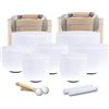 Hye-eun Set di campane tibetane in cristallo, 432HZ, 6-12, 7 pezzi, al quarzo, per guarigione del suono, con 2 borse per il trasporto beige